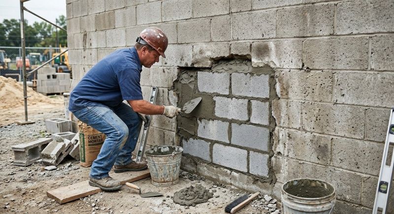 Cinder Block Wall Repair in Hurricane, WV