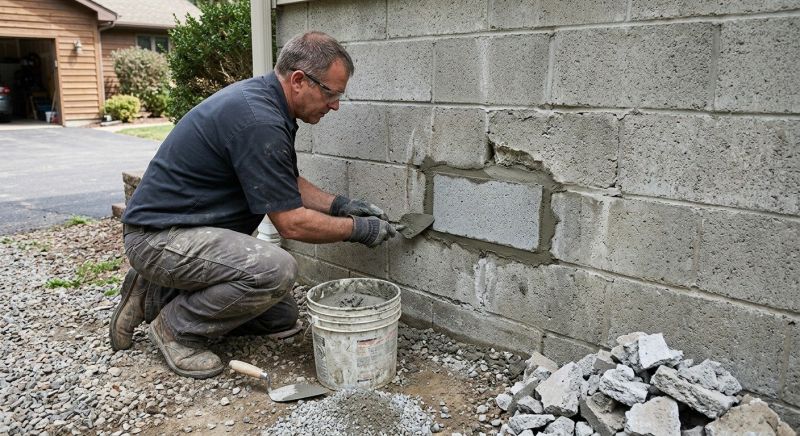 Cinder Block Wall Repair in Kanawha County, WV